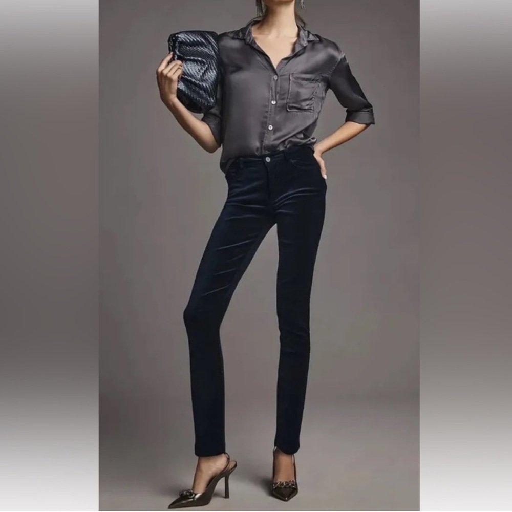 J Brand New Maria High Rise Skinny Pant Night Out Navy Blue 30 “Velvet Feel”